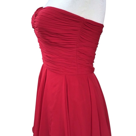 Arden B Red High Low Ruffle Strapless Evening Party Dress Size Small - Picture 8 of 10
